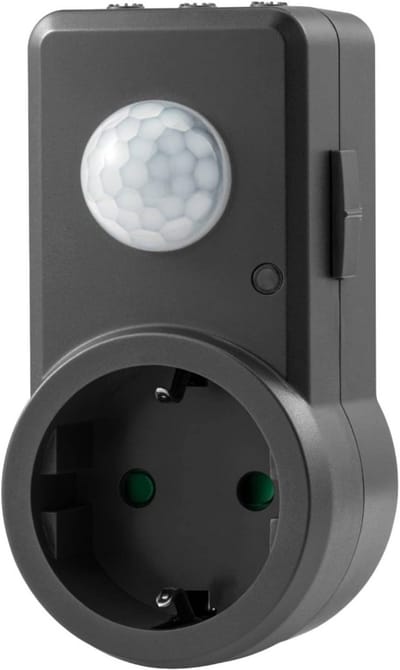Bewegingsmelder Stopcontact Grijs - Infrarood Sensor voor Binnen en Vochtige Ruimtes