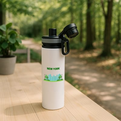 Hacebo® - New York stad waterfles met draaidop grijs - New york - mensen die naar New York zijn geweest of gaan - New York liefhebbers - souvenir - verjaardagscadeau - cadeau - kado - geschenk - verjaardag - water fles - 850ML