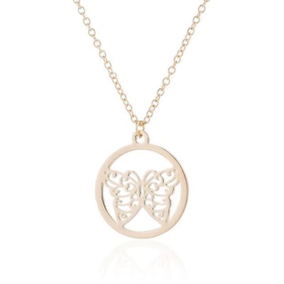 24/7 Jewelry Collection Vlinder Ketting - Cirkel - Goudkleurig