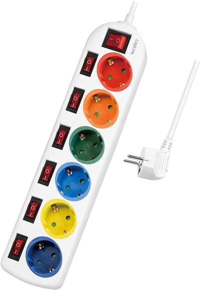 LogiLink LPS259 power uitbreiding 1,5 m 6 AC-uitgang(en) Binnen Wit