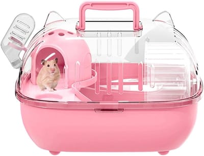Draagtas Kleine Dieren - Reiskooi Hamster - Veilig Vervoer - Transparant Design - 278 x 213 x 144 cm - Lichtroze