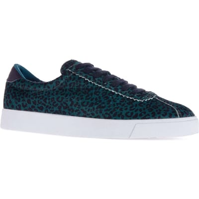 Superga Unisex 2843 Club S Luipaardprint rundsleder Trainers voor volwassenen (Wintergroen)