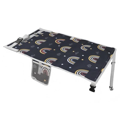 Zitverlenger voor kinderen – 76 x 44,5 cm – Vliegtuigbedje voor baby's – Draagbare zitverlenger – Lichtgewicht & opvouwbaar – Essentieel reisitem voor kinderen – Vliegtuigaccessoire – Blauwe regenboog