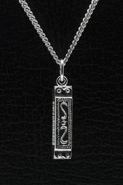 Zilveren Mondharmonica ketting hanger - middel