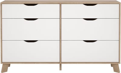 Ikast kommode 6 lades eiken decor, wit.