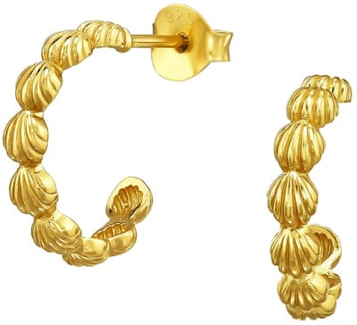 Joy|S - Zilveren schelp oorringen 14 mm stud - schelpjes oorbellen - gold plated