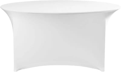 HENDI tafelhoes rond - effen tricot polyester met elasthaan - strijkvrij en machinewasbaar - diameter 150 cm x hoogte 76 cm - wit - voor horeca en evenementen