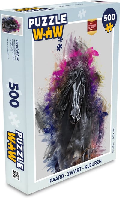 Puzzel Paard - Zwart - Kleuren - Legpuzzel - Puzzel 500 stukjes