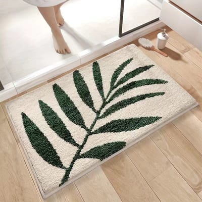 Antislip badmat - Douchemat 40*60cm - Badmat antislip voor in bad - Microvezel badmat - Zachte badmat - Duurzame en absorberende vloermat - Antislipmat voor badkuipen, douches en badkamers - Bladvorm