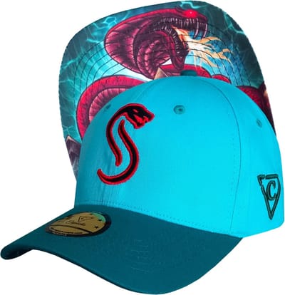 Capiche® Curved Pet – Vuur Slang – Blauw – Verstelbaar met Druksluiting – Slangen Pet – Gebogen Baseball Pet – Pet Mannen – Fire Snake
