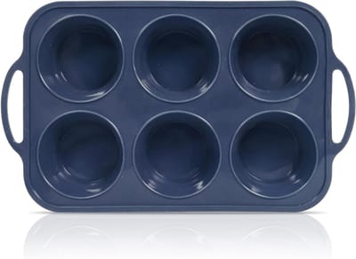 Diepe en Jumbo Siliconen Muffinvorm met Metalen Frame, 6 Cup Antikleef Muffin Mallen voor Cupcakes en Yorkshire Pudding, Ideaal voor Bakken en Feestjes