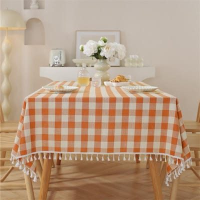 Geruite tafellaken met franjes in Europese stijl, wasbaar polyester tafellaken, geschikt voor bruiloft, keuken, koffiebar, tafel de 140x140cm