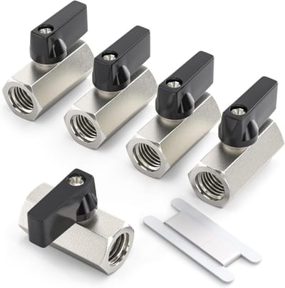 Messing Kogelklep - Afsluitkraan Mini - Waterleiding Stoppen - Kwartdraai Bediening - 2 Stuks 1/2" - Zilverkleurig