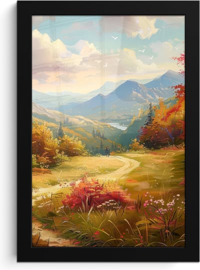 Poster in lijst - Fotolijst 20x30 cm - Posters - Landschap - Illustratie - Natuur - Posterlijst zwart - Decoratie - Wanddecoratie woonkamer - Muurdecoratie slaapkamer