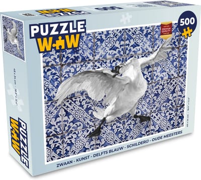 Puzzel Zwaan - Kunst - Delfts blauw - Schilderij - Oude meesters - Legpuzzel - Puzzel 500 stukjes