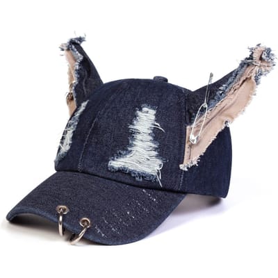 Casquettes de Baseball Cowboy Unisexes Design Oreilles Mignonnes Anneau en Fer Printemps et Automne Extérieur Réglables Casquettes Décontractées Casquette Anti-Soleil Casquette de Sport gray