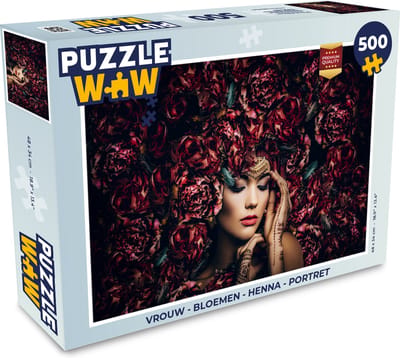 Puzzel Vrouw - Bloemen - Henna - Portret - Legpuzzel - Puzzel 500 stukjes