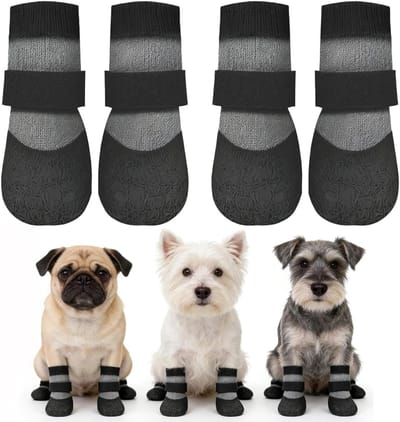 Waterdichte Hondenschoenen voor Pootbescherming, Antislip en Robuuste Set van 4, Maat L voor Honden van 5,5–8 kg