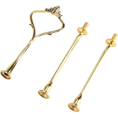 Support de plateau à gâteaux à plusieurs niveaux avec poignée pour assiettes à fruits(3 niveaux Couronne Dorée) beige
