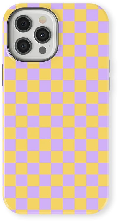 Design Hoesje geschikt voor iPhone 12 Pro | Geschikt Voor Mag | Tiny Squares Checkered Print | Backcover geschikt voor iPhone 12 Pro Lilac Lemonade