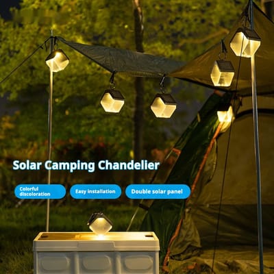 Solar 4 IN 1 tuinverlichting & Camping Tent Decoratieve Lamp( 4 stuks ) -2modi (warm &kleuren) - Maat L-tentlamp & wandlamp & tuinverlichting & hanglamp（4 IN 1)- IP65 waterdichte lichten -ijsblokjes lichten - hangen lamp