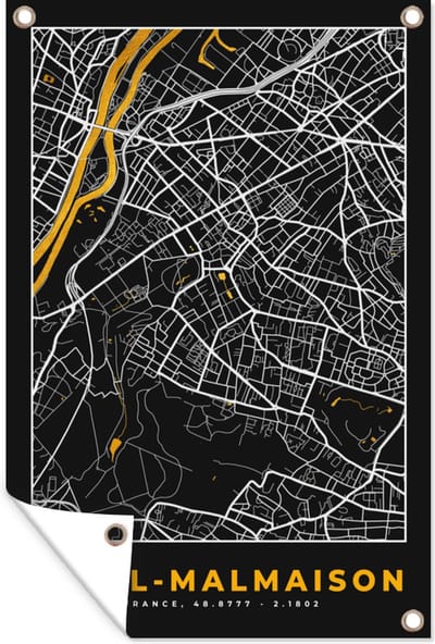 Muurdecoratie Rueil-Malmaison – Plattegrond – Frankrijk – Kaart – Stadskaart - 120x180 cm - Tuinposter - Tuindoek