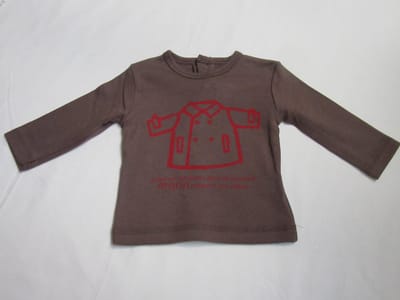 Petit bateau , jongens, t-shirt lange mouw , bruin , 6 maand 67