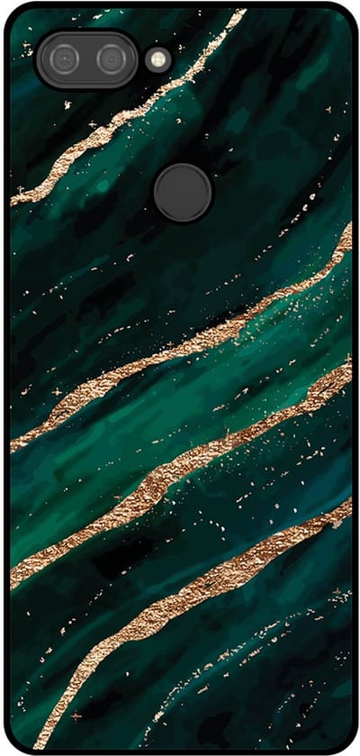 Smartphonica Telefoonhoesje Geschikt voor Xiaomi Mi 8 Lite met marmer opdruk - TPU backcover case marble design - Groen Goud geschikt voor Xiaomi Mi 8 Lite