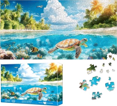 Turtle Puzzels voor Volwassenen - 1000 Stukken Jigsaw Puzzel, Leuke en Uitdagende Decoratie voor het Gezin, Perfect Cadeau-idee, 80 x 41 cm, Puzzelplezier voor Iedereen