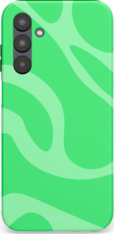 Casetastic hoesje geschikt voor Samsung Galaxy A25 - Dubbellaagse bescherming - Limoen Groene Vloeiende Golven - Fashion Case - Groen
