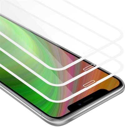 Cadorabo 3x Screenprotector geschikt voor Apple iPhone X / XS Volledig scherm pantserfolie Beschermfolie in TRANSPARANT met WIT - Getemperd (Tempered) Display beschermend glas in 9H hardheid met 3D Touch