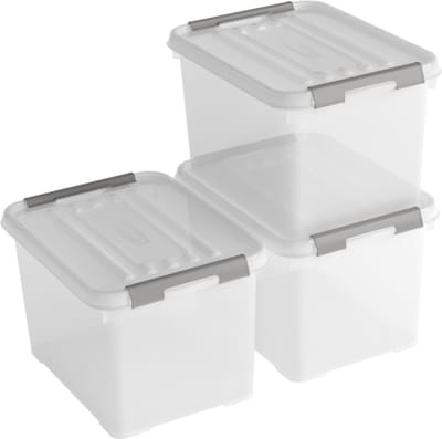 Curver Handy+ Opbergbox - 20L - 3 stuks - Transparant met deksel