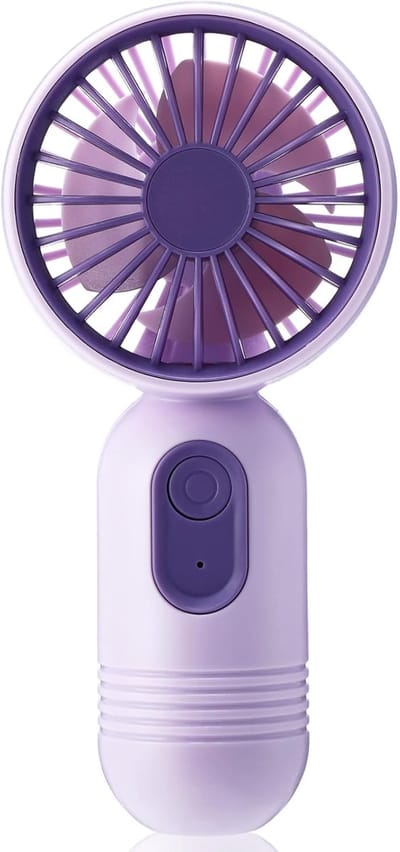 Een handzame miniventilator met drie snelheidsstanden, geschikt voor op reis of buitenactiviteiten, oplaadbaar via USB, wimperventilator, geschikt voor make-up binnen en buiten en op reis, lichtpaars.