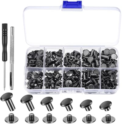 120 Sets Boekschroeven en Klinknagels Kit voor Lederreparatie, Kleding en Bagage - M5 Chicago Schroeven en Holle Klinknagels
