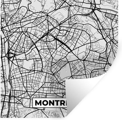 Muurstickers - Sticker Folie - Plattegrond - Kaart - Stadskaart - Frankrijk - Montreuil - 100x100 cm - Plakfolie - Muurstickers Kinderkamer - Zelfklevend Behang XXL - Zelfklevend behangpapier - Stickerfolie