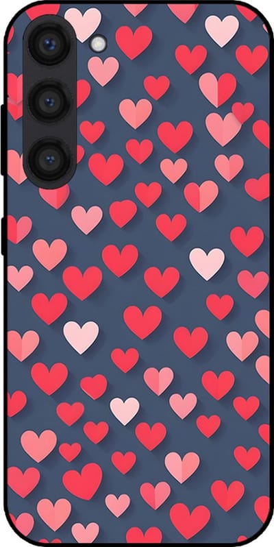 Smartphonica Telefoonhoesje Geschikt voor Samsung Galaxy S23 Plus met Roze en Rode Hartjes Opdruk - TPU Backcover Case With Rosé and Red Heart Design geschikt voor Samsung Galaxy S23 Plus