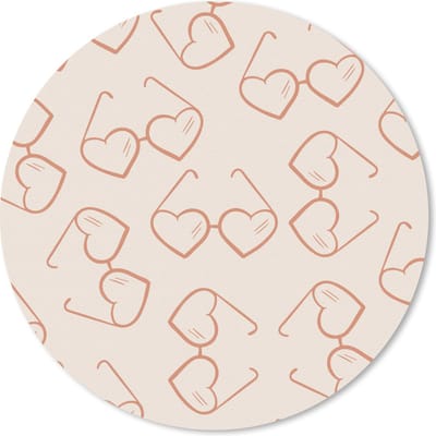 Muismat rond 20x20 cm - Mousepad Zonnebril - Hart - Zomer - Ronde muismatten