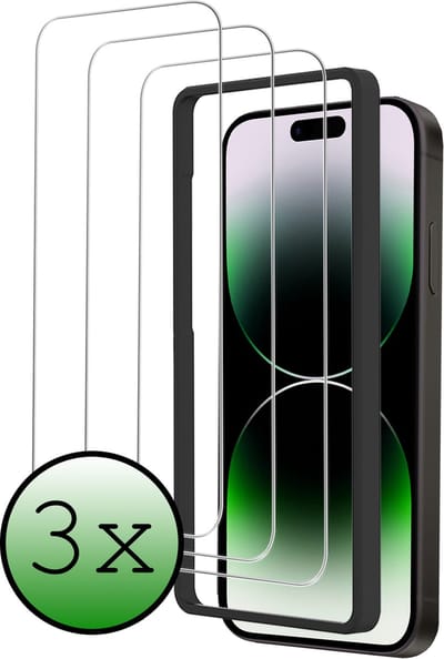 Screenprotector - 3 Stuks Geschikt voor Apple iPhone 14 - Met Installatie Frame - Beschermglas - Gehard Glas - Tempered Glass - Screen Protector