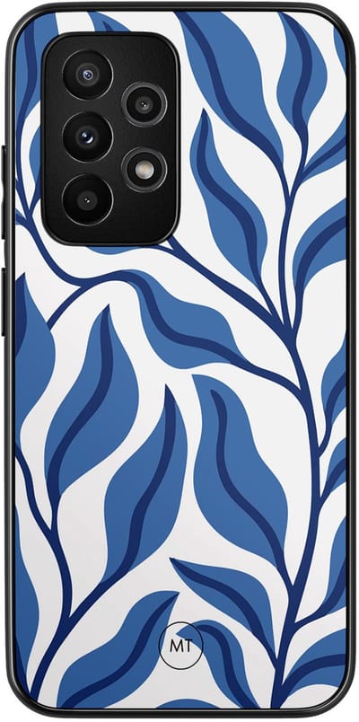 Hoesje geschikt voor Samsung Galaxy A53 - Blue leaves - TPU Hard Case Backcover - Blauw - Mooie Telefoonhoesjes