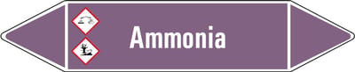 Ammonia leidingmarkering op vel - basen 75 x 17 mm - 8 per vel