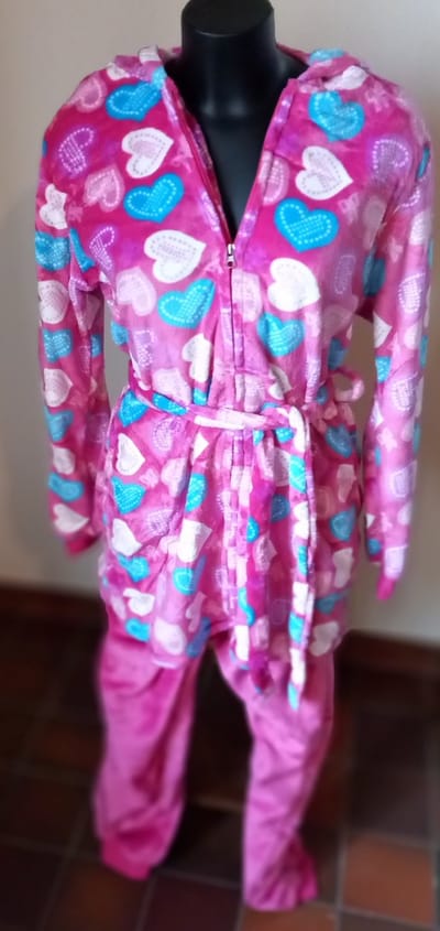 Huispak dames - Hartjes Print - Roze of Blauw - Maat XXL - Huispak dames volwassenen fleece - Met capon - rits - midden lint - Ultra HQ- cossy