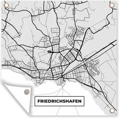 Tuin poster Friedrichschafen - Stadskaart - Plattegrond - Duitsland - Kaart - 200x200 cm - Tuindoek