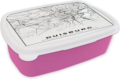 Broodtrommel Roze - Lunchbox - Brooddoos - Kaart - Duisburg - Stadskaart - Plattegrond - 18x12x6 cm - Kinderen - Meisje