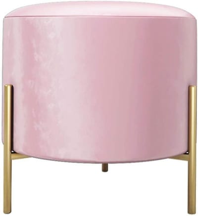 Ronde Voetenbank - Ottomaanse Kruk - Ontspannen Zitten - Duurzaam Metalen Frame - 40x40CM - Roze