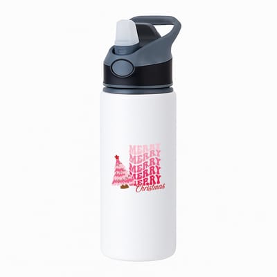 Hacebo® - Kerst merry christmas waterfles met rietje zwart - Kerstmis - Kerst beker - winter - kerst - christmas - kerst cadeau - water fles - 650ML