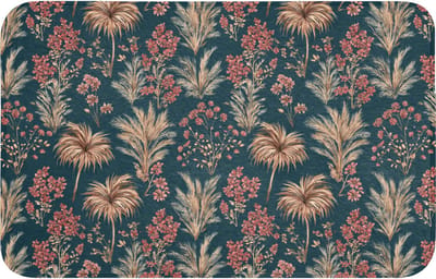 Badmat 80x50 cm - Antislip - Botanisch - Patroon - Blauw - Badmatten voor badkamer - Badkamermat - Douchemat - Badkamer mat