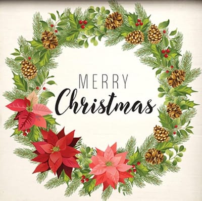 Allernieuwste Canvas Schilderij Merry Christmas Kerstmis Kerstdagen Kerstkrans - HD Reproductie - 60 x 60 cm - Kleur