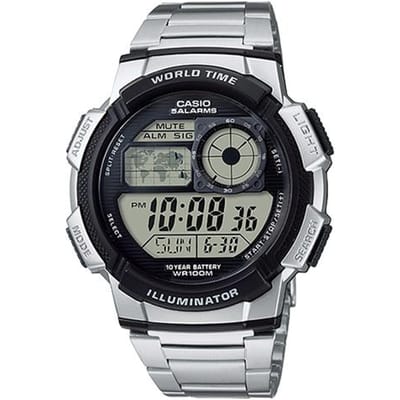 Casio YOUTH Serie - Schijf Digitale Display Retro Metaal Buiten 100 m Waterdicht Digitale Shi Ying Uurwerk Roestvrijstalen Band Japans en AE-1000WD-1A zwart