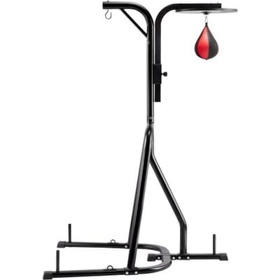 VEVOR 2-in-1 bokszakstandaard, trainingsapparatuur, zandzakframe van staal, in hoogte verstelbare bokszakhouder (draagvermogen 65 kg), fitnessapparatuurstandaard, bokstrainer voor boksen in de sportschool, zwart