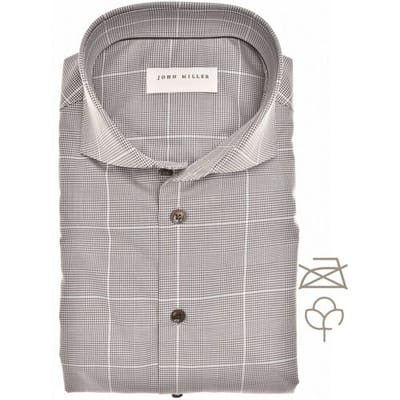 John Miller Overhemd Organic Cotton Windowpane Check Shirt Donker Bruin / male